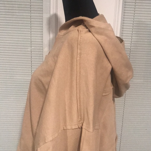 Easel Grunge Hoodie V-Neck Tan Boxy Fit Raw Unfinished Seams New Medium - Picture 6 of 14